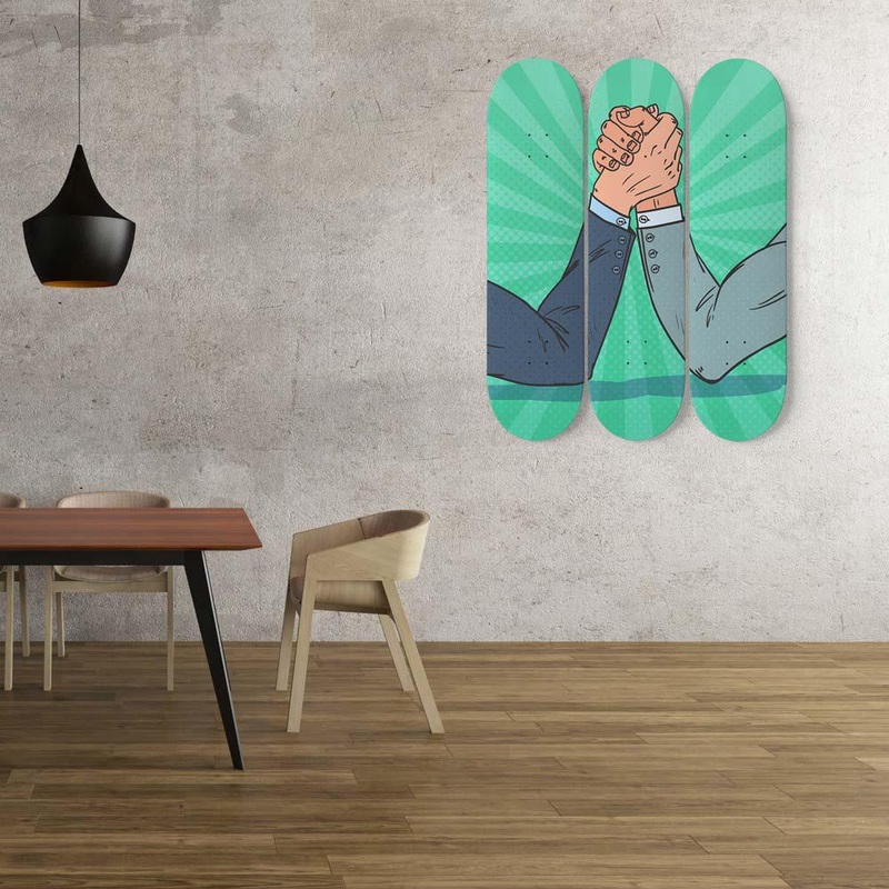 Awesome Pop art Man Arm Wrestling Skateboard Wall Art
