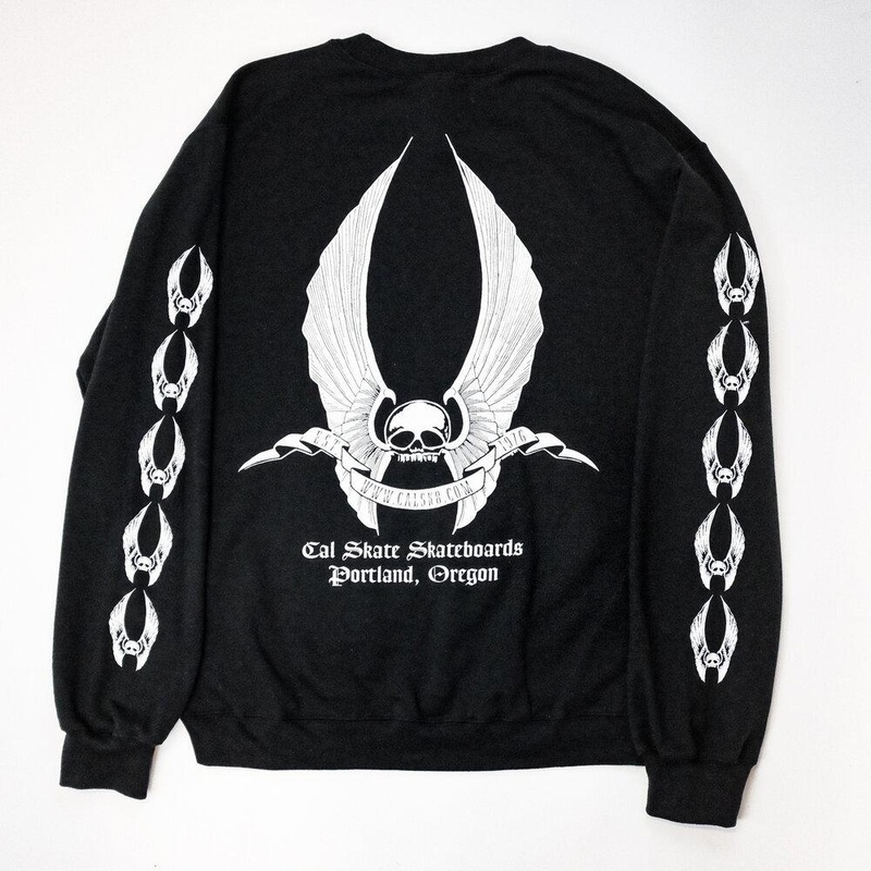 Cal Skate “Classic Wings-Crew Neck Sweatshirt” Black/White Youth large