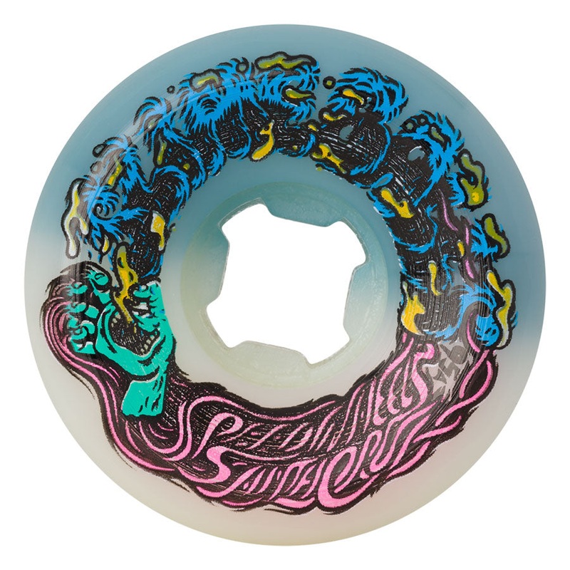 Hairballs 50-50 White/Teal 95a Skateboard Wheel 54mm