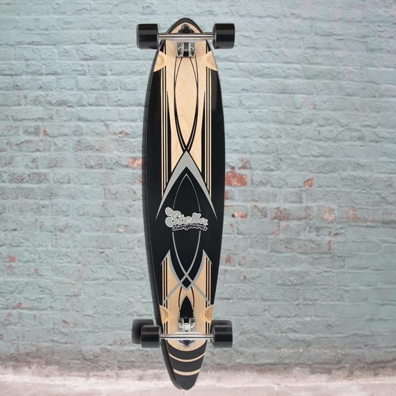 Pintail Longboard Pinstripe Black 46″ -Stella Longboards – Complete
