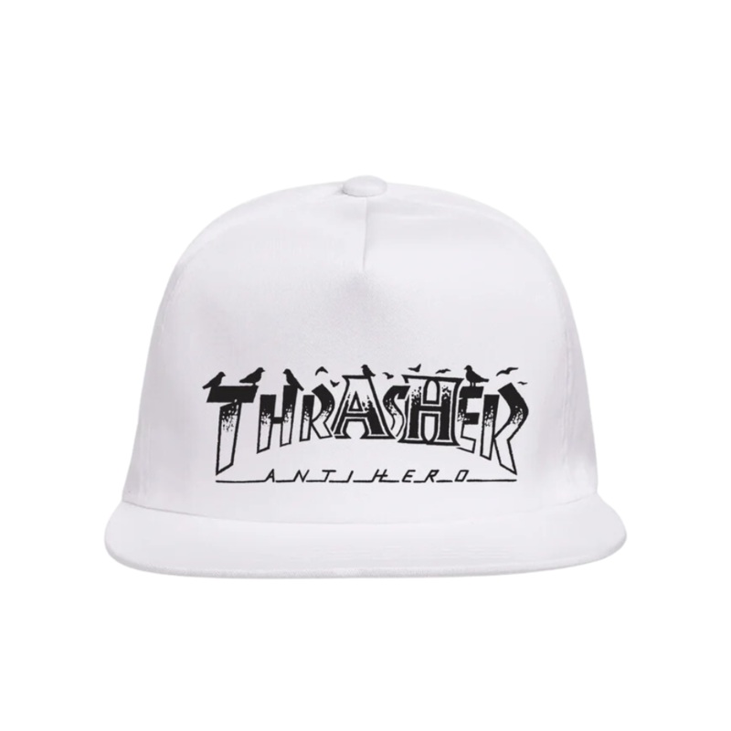 Thrasher Pigeon Mag Snapback Hat White