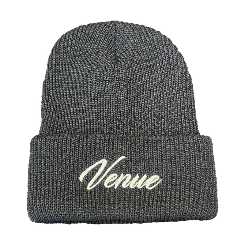 Venue Embroidered Script Beanie Pale Navy