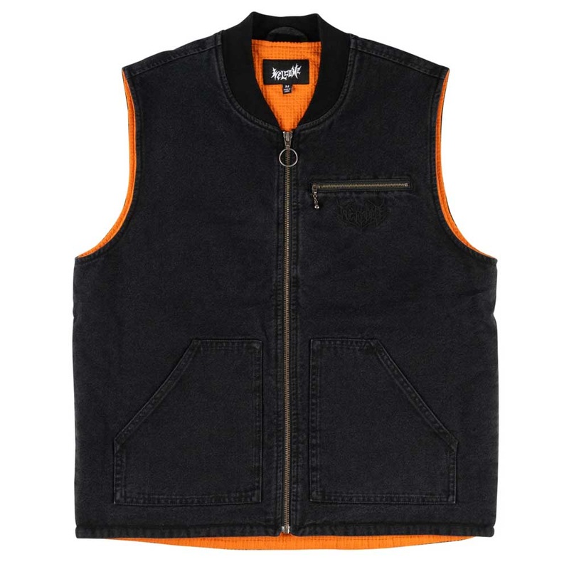 Welcome Splinter Enzyme-washed Canvas Embroidered Zip Vest Medium Black