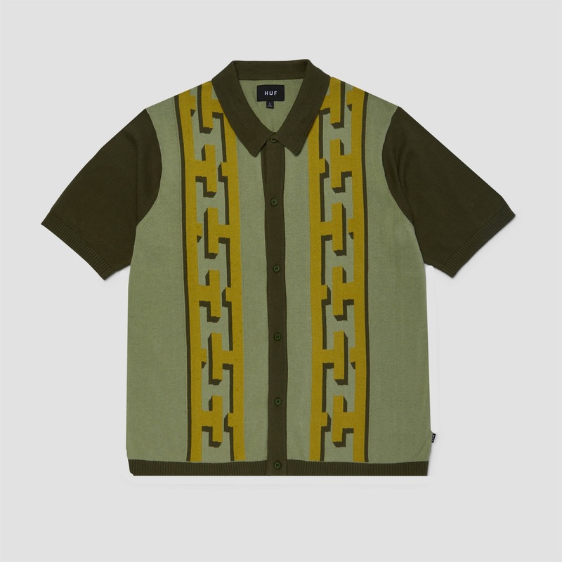 HUF Pillar Shortsleeve Knit Sweater Moss Small