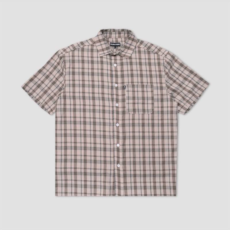 PassPort Workers Check Shirt Shortsleeve Sand Small