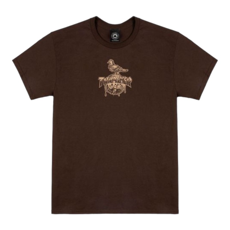 THRASHER X ANTI-HERO COVER THE EARTH SHIRT DARK CHOCOLATE S