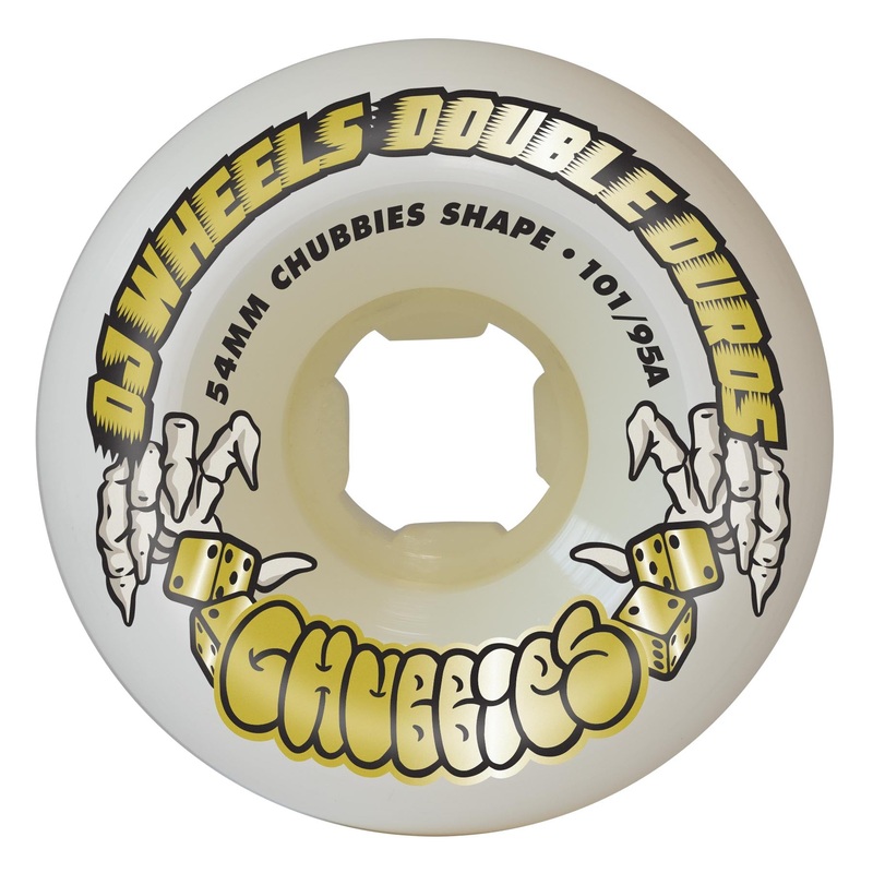 54mm Double Duro White Chubbies 101a/95a OJ Skateboard Wheels White 54mm