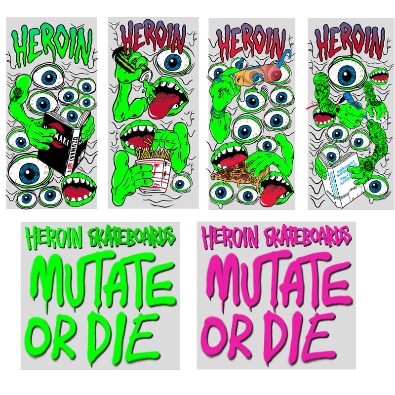 Heroin Mutate Or Die 6x Sticker Pack