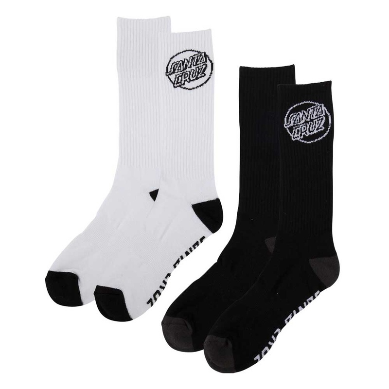 Opus Strip Crew Socks Black White Size 9-11 2 Pairs Mens Santa Cruz