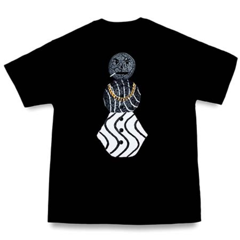 Quartersnacks Flocked Greyscale Snackman T Shirt Black Small