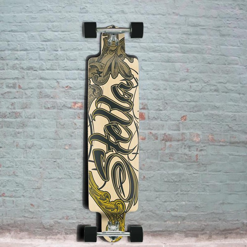Stella Lowrider Ornate Logo Gold 42″ Longboard – Complete
