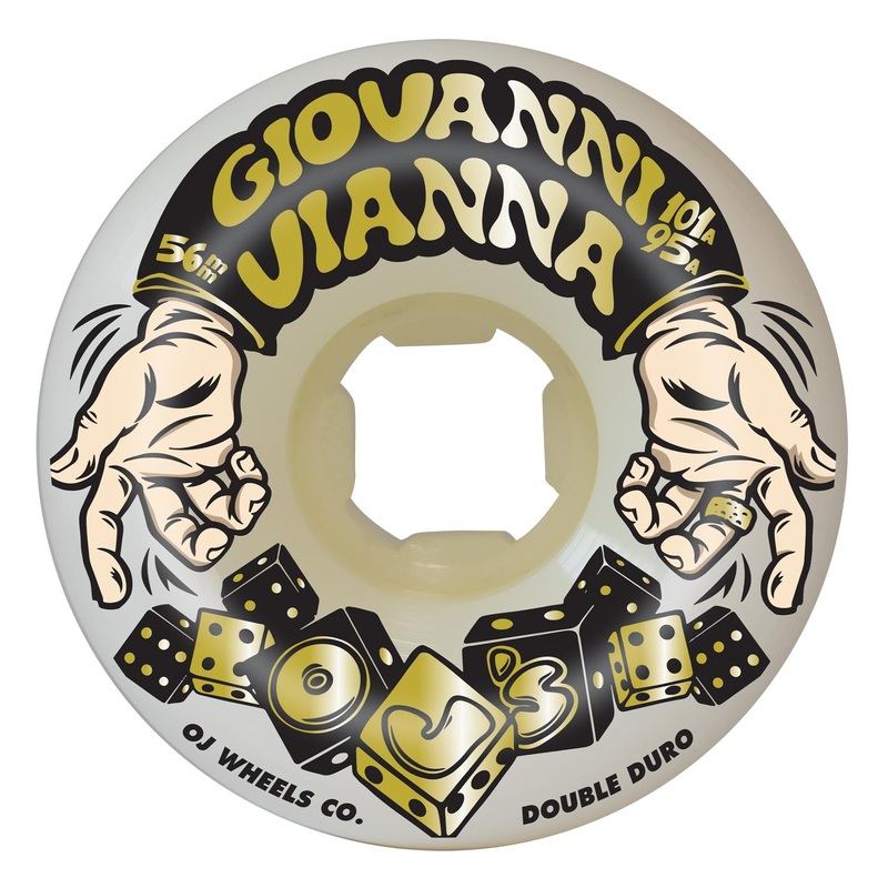 56mm Vianna High Roller Double Duro 101a/95a OJ Skateboard Wheels White 56mm