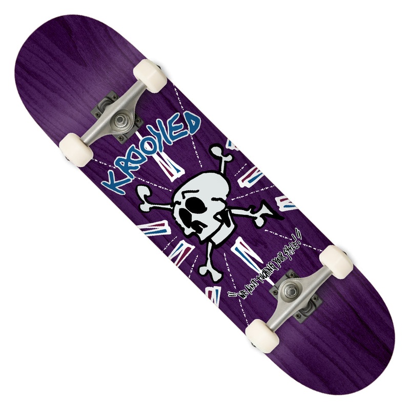Krooked Skull Style Complete Skateboard Assorted Woodgrain 8 x 31.75 WB:14.25