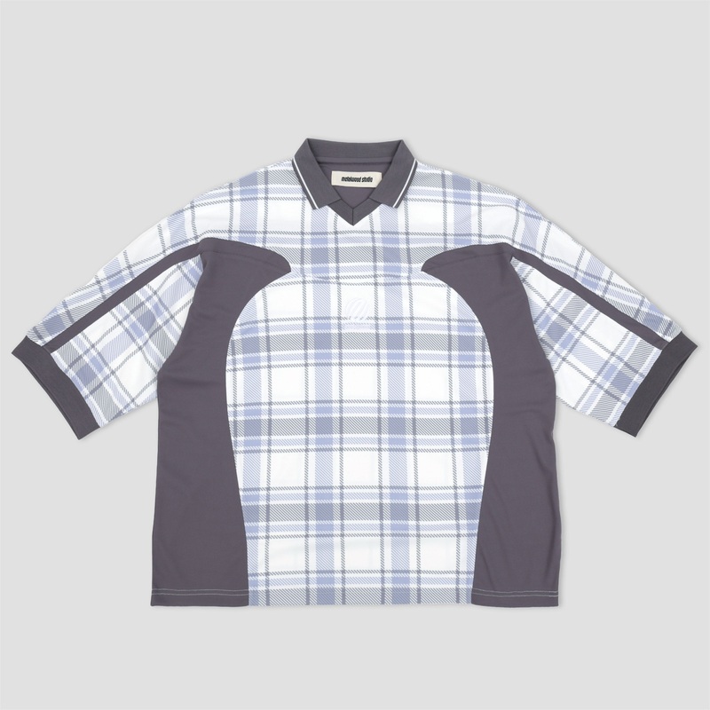 Metalwood Paneled 3/4 Sleeve Polo Ice Small