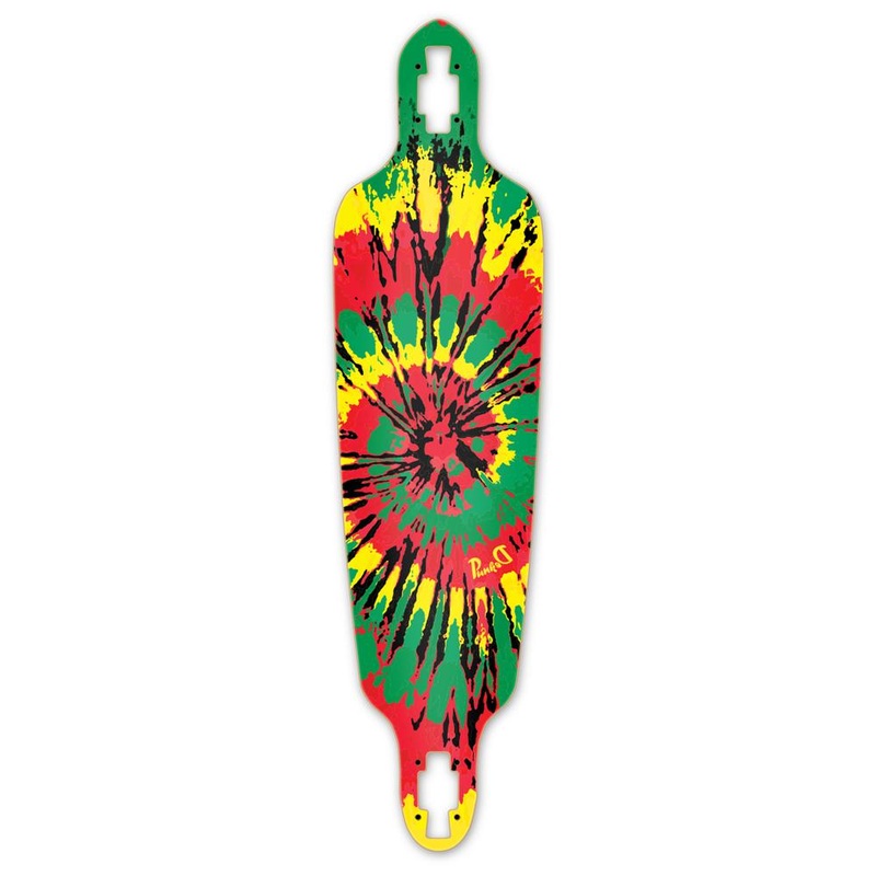 Punked Drop Through Tiedye Rasta Longboard Deck Deck