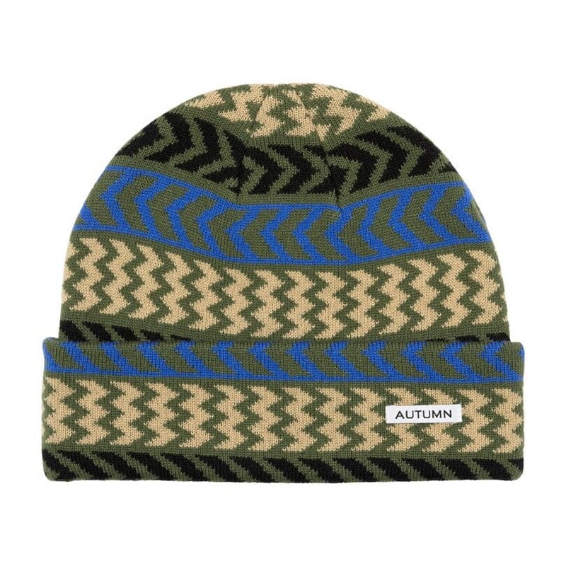 Autumn Chevron Beanie Tan/Black/Royal/Neon