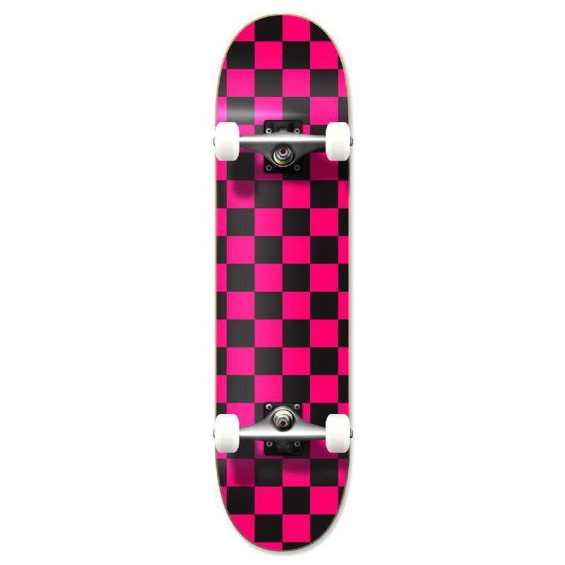 Punked Graphic Complete Skateboard – Checker Pink Complete