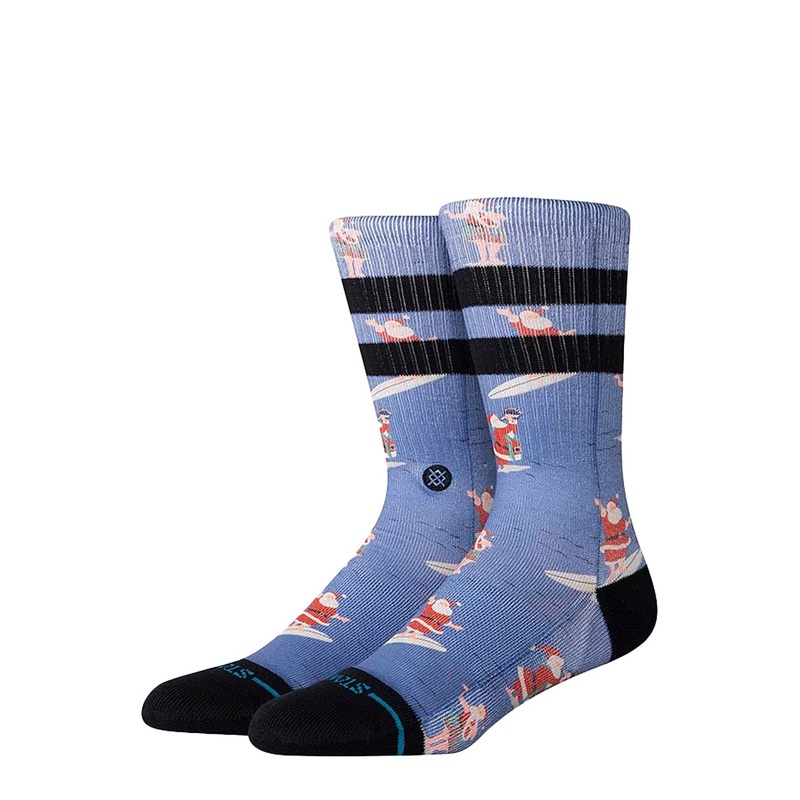 Stance Surfing Santa Kids Crew Socks Blue Large