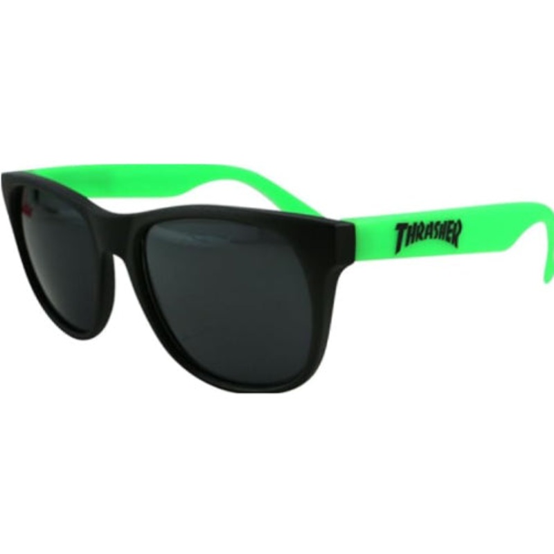 Thrasher Logo Sunglasses – Black/Neon Green