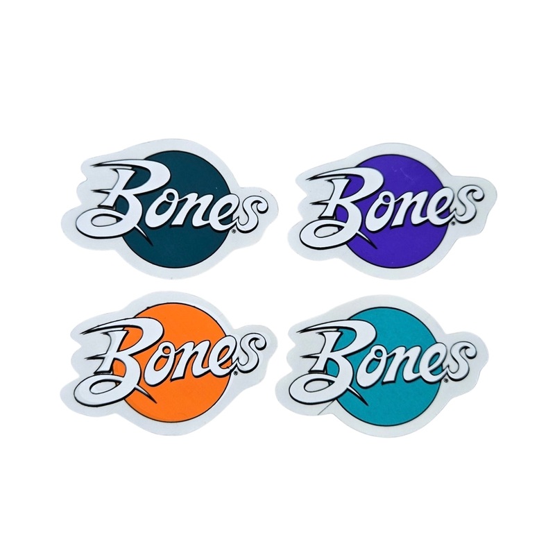 Vintage 90s Powell Bones  Sticker Set (set of 4)- MULTI COLOR / CLEAR BACK