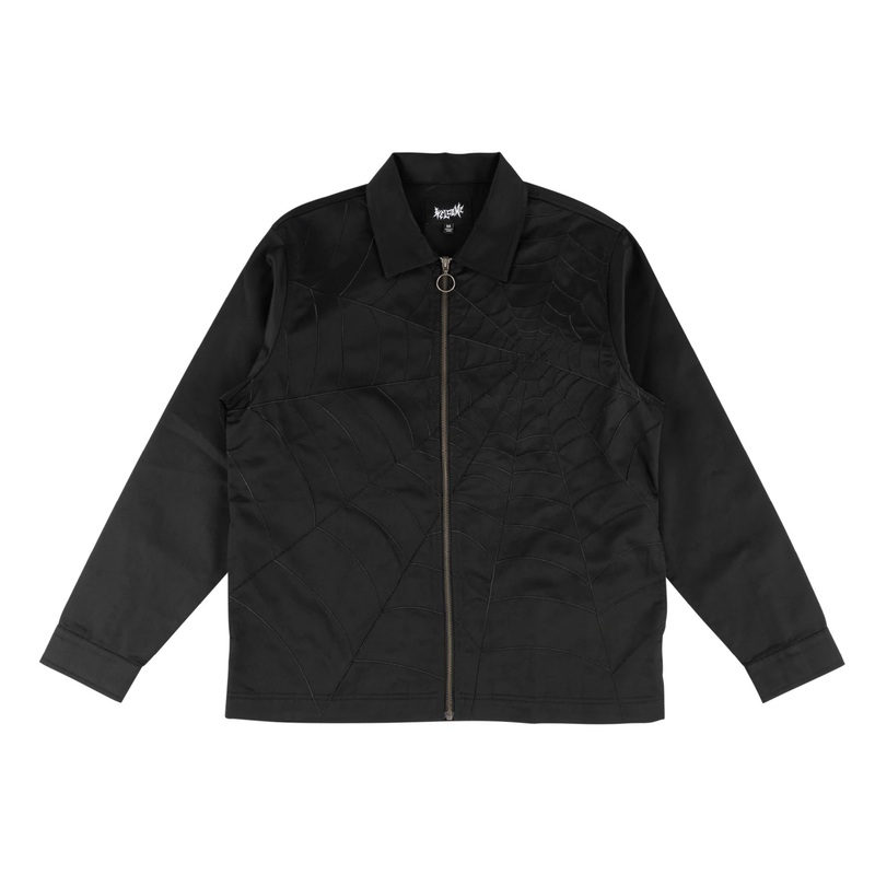 WELCOME NEXUS TWILL ZIP WORK SHIRT W/SPIDER WEB EMBROIDERY M