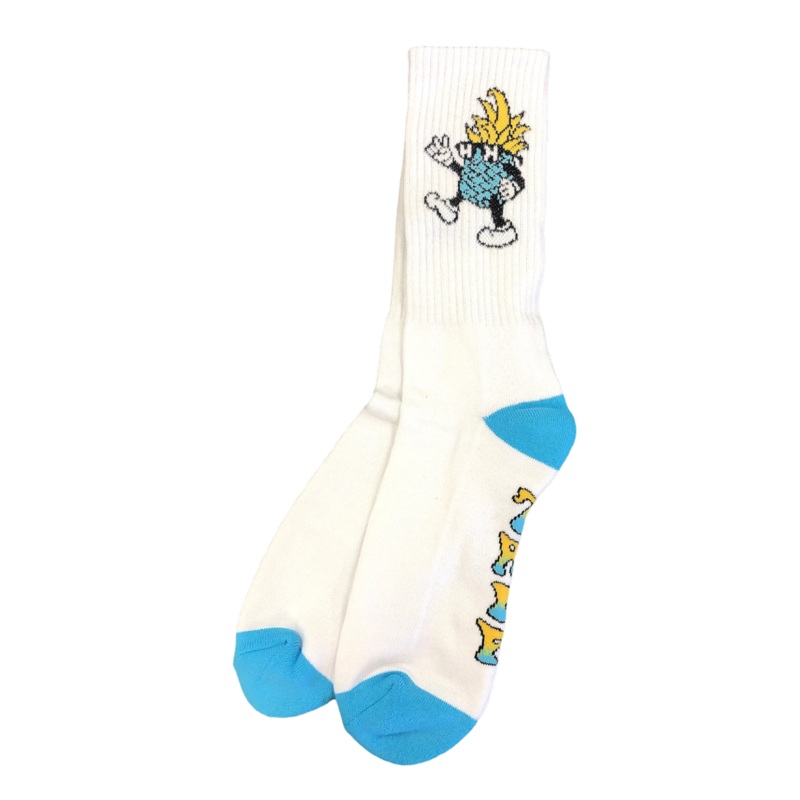 Happy Hour Sock Dancing Pinapple White/ Blue OS