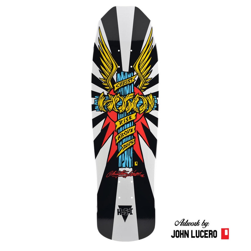 Hosoi Wings 9″ Skateboard Deck Art by John Lucero White