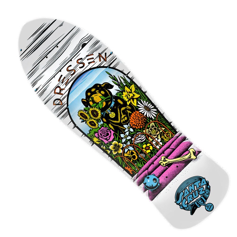 Santa Cruz Dressen Pup Reissue Shaped White Deck White Dip 9.5 x 29.44 WB:14.5