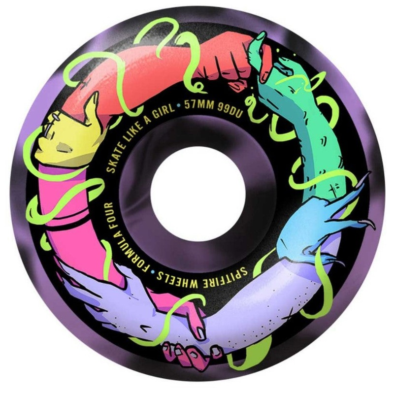 Spitfire F4 Classic Skate Like a Girl Wheels Black, Lavender Swirl 57MM 99D 57mm