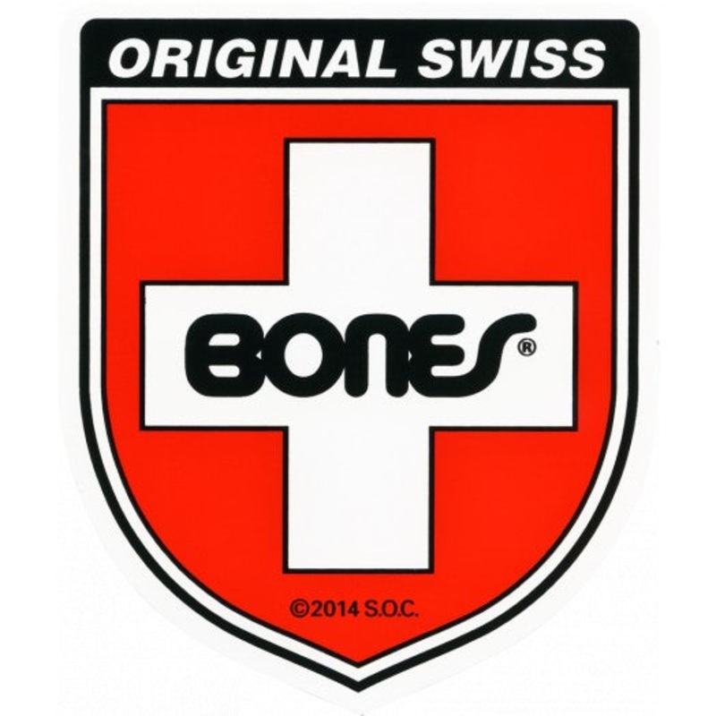 Bones Swiss Bearing Shield Sticker Small 2 1/4″ X 1 7/8″