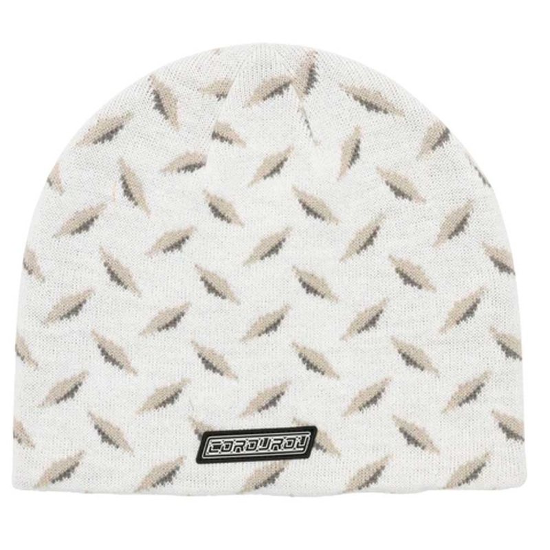 Corduroy Diamond Plate Beanie – White Black