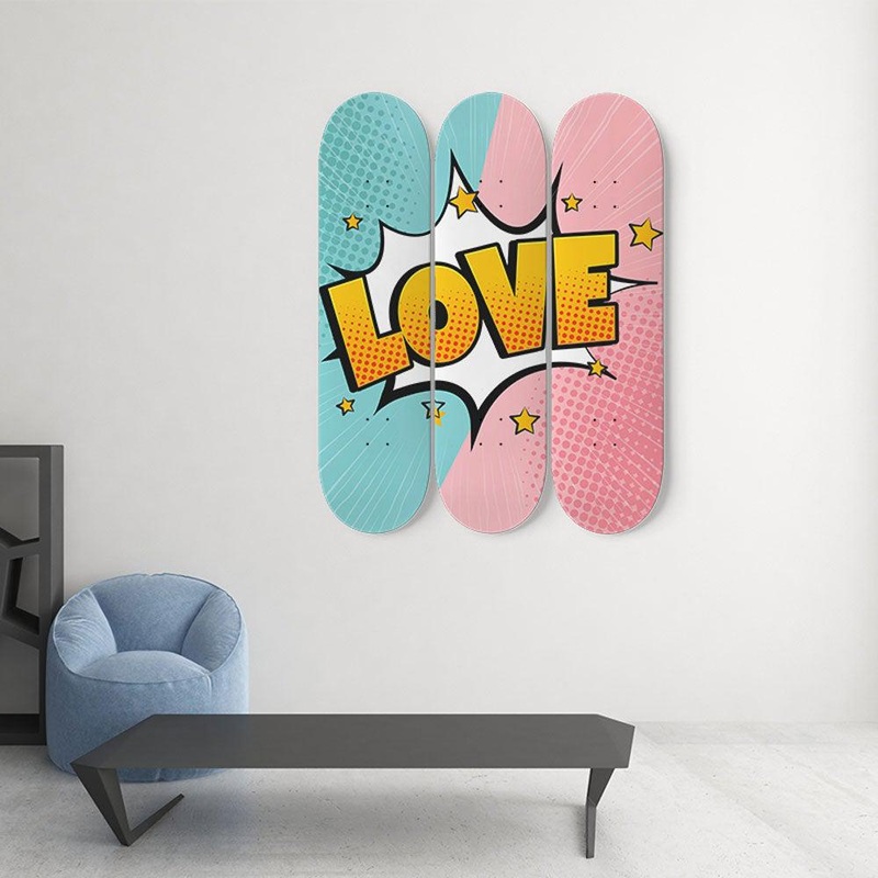 Epic Pop art LOVE Skateboard Wall Art