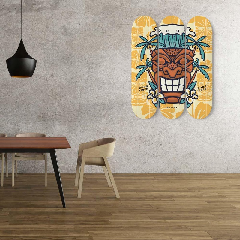 Marvelous Tiki Mask Skateboard Wall Art