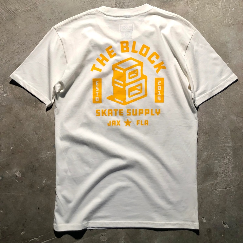 Block – Roots Logo Tee – Natural White – Gold Extra small