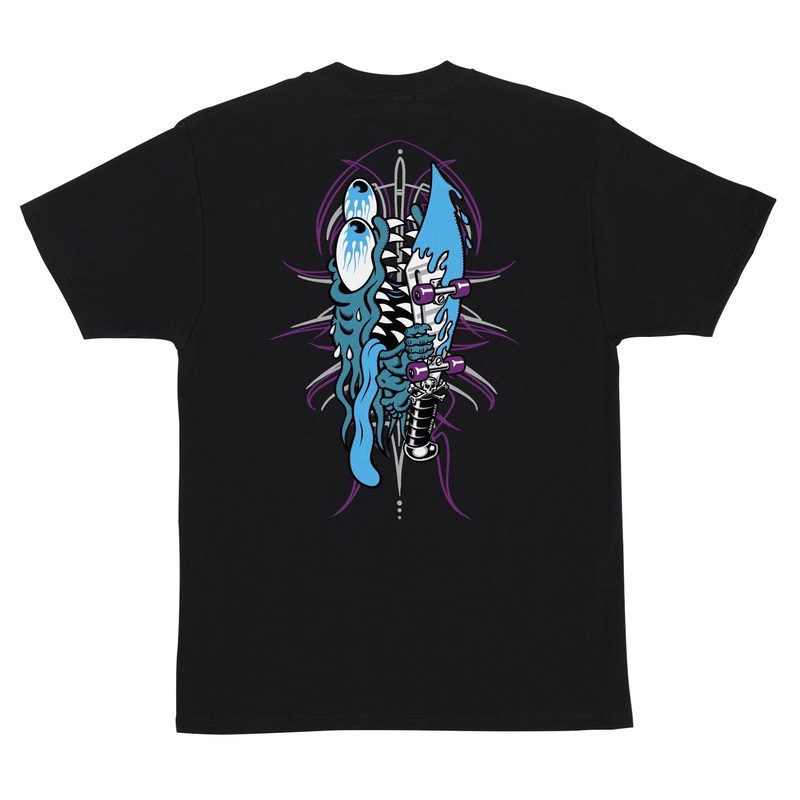 SANTA CRUZ MEEK PINSTRIPE SLASHER T-SHIRT Small Black