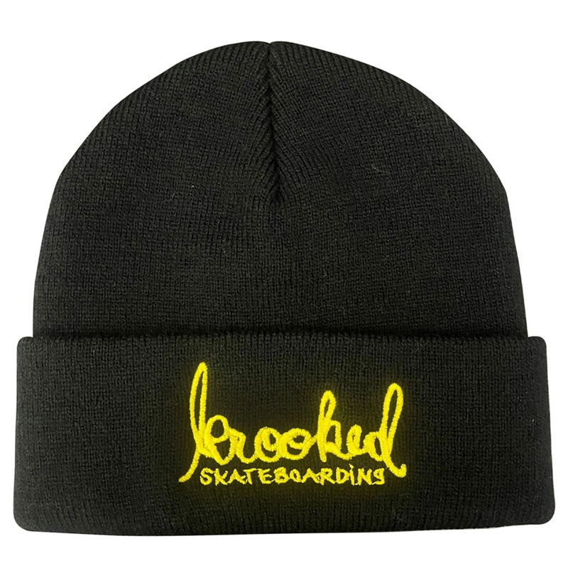 Skript Cuff Black Yellow Krooked Beanie
