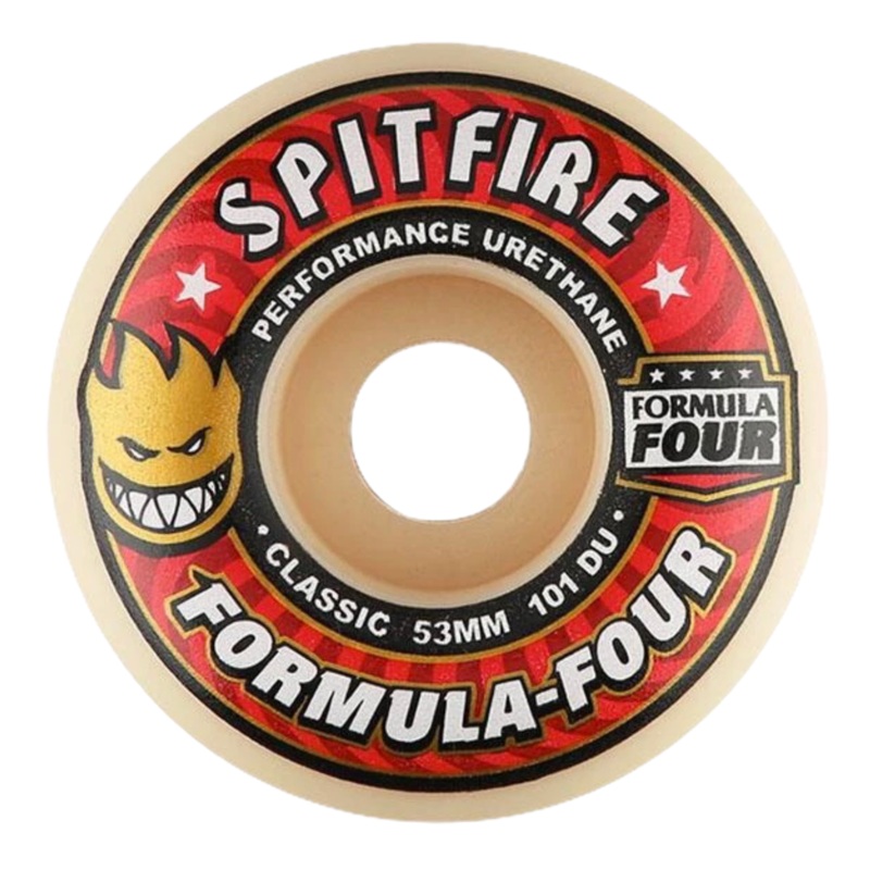 Spitfire Formula Four Conical Full Wheels Set Natural 53mm/101du 53mm White