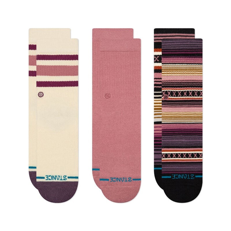 Stance Icon Mixed Kids Crew 3 Pack Socks Dusty Rose Large
