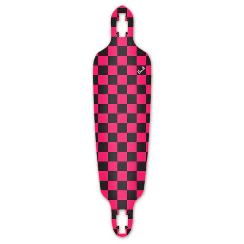 Punked Drop Through Longboard Deck – Checker Pink Deck