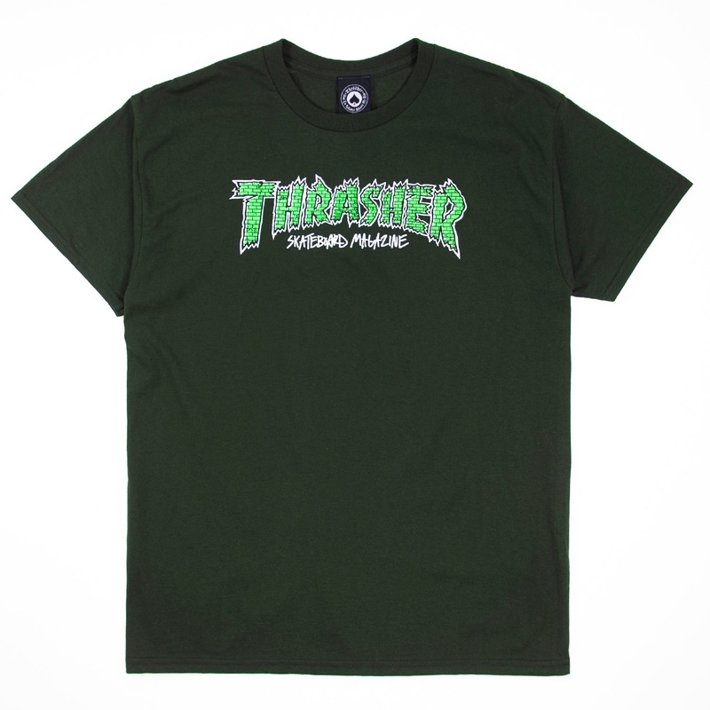 Thrasher Brick Logo T Shirt – Forest S