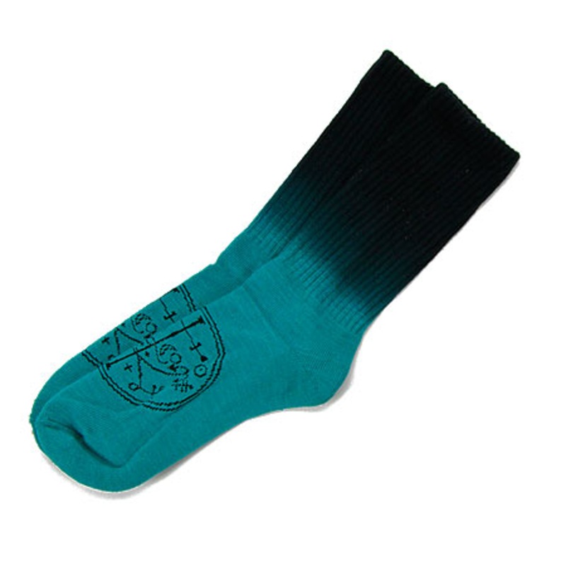 Welcome Skateboards Sigel Dip-Dyed Crew Socks Teal/ Black One size fits all