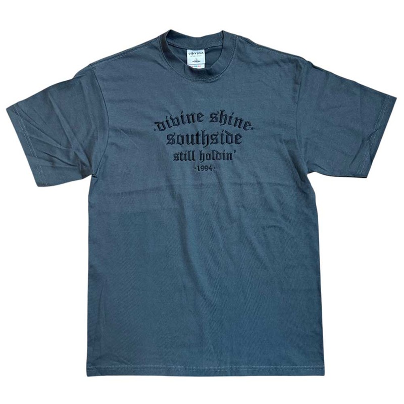 Dark Gray Divine Shine x Southside Still Holdin Max Heavyweight Tee Embroidered Southside Skatepark SM