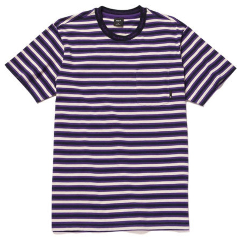 HUF Alex Stripe T Shirt Black/ Purple Medium