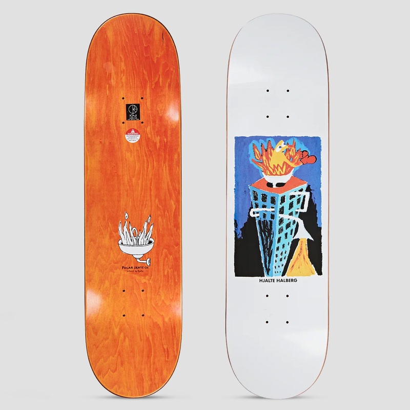 Polar 8.375 Hjalte Halberg Burning Sink Skateboard Deck White