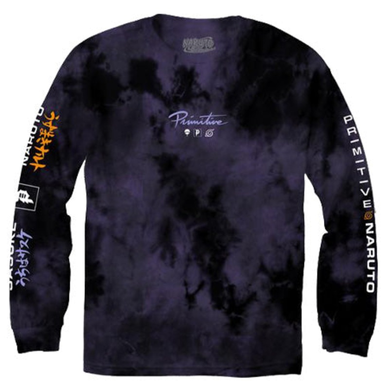 Primitive Skateboarding Naruto x Primitive Powers Washed Tie Dye Long Sleeve T Shirt Purple Tie Dye Medium