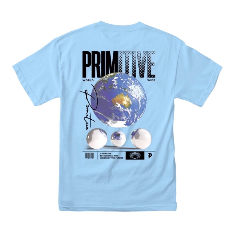 Primitive World Wide Vision T Shirt Powder Blue S