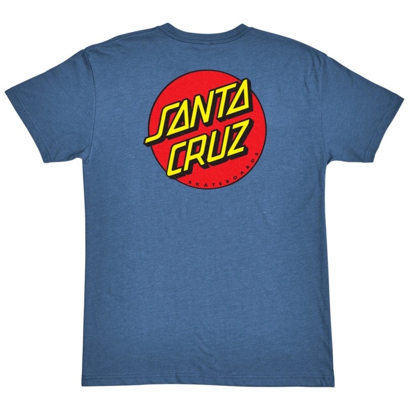 Santa Cruz Classic Dot Chest T Shirt Heather Cool Blue S