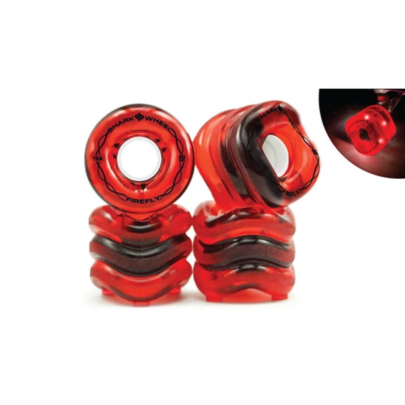Shark Wheel 60mm/78a Firefly – Transparent Red with Red Lights Skateboard Wheels
