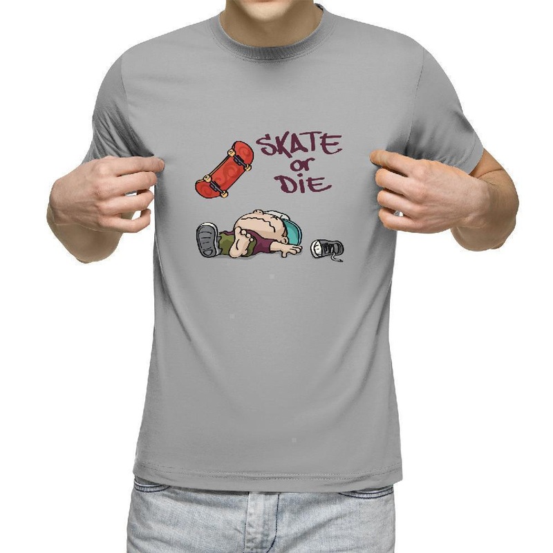 Skate or Die Skateboard T-Shirt S Sport Grey
