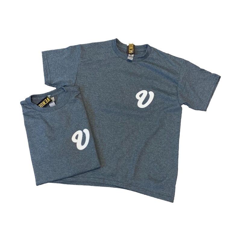 Venue Cursive Logo T-Shirt YOUTH Dark Heather Grey YS